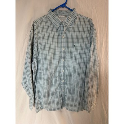 Coolibar Mens UPF 50+ Sun Protection Plaid Fishing Hiking Shirt Blue Green L