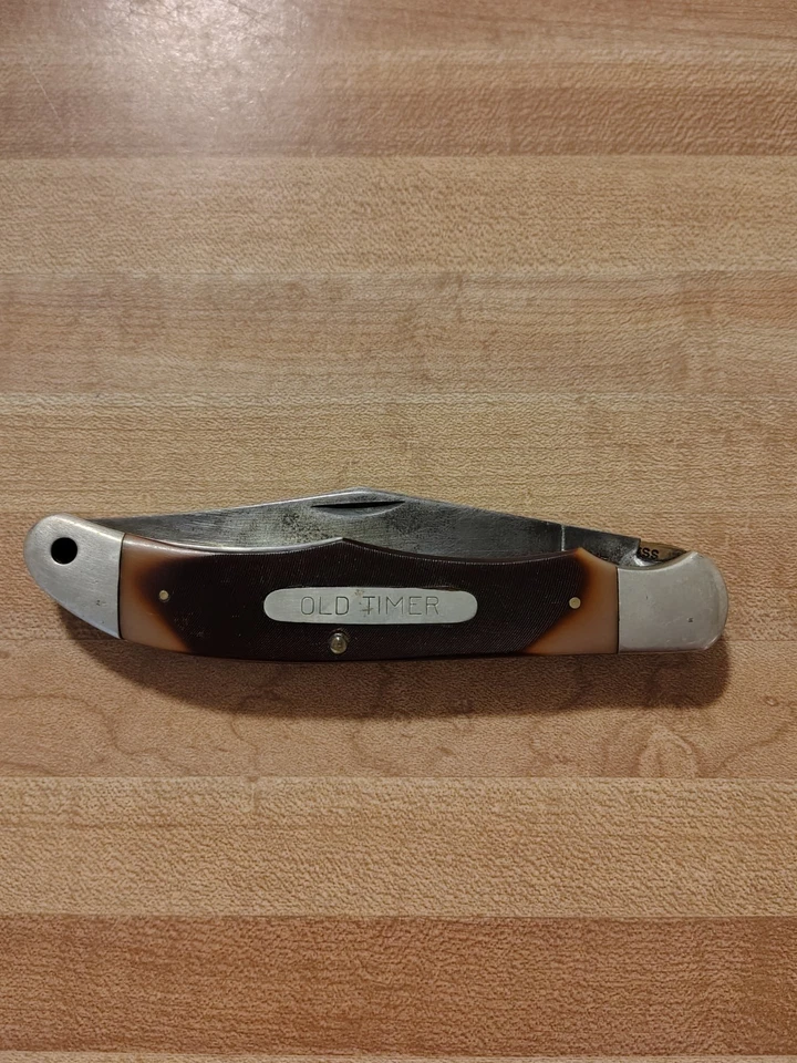 Cuchillo Plegable Vintage Schrade Old Timer 1250T Lockback EE. UU. - Mango Delrin Foto 4 de 4