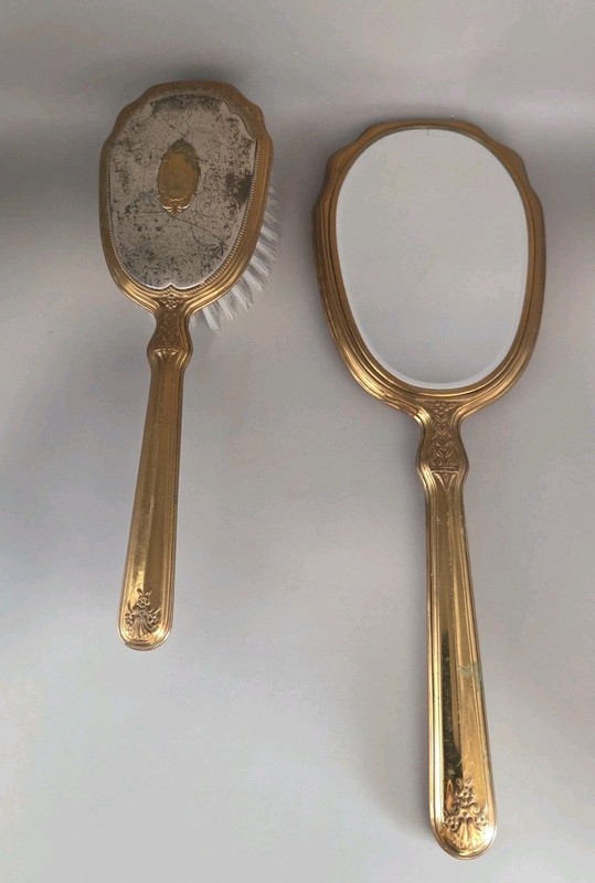 Vintage Mirror & Brush Set Gold Plated ?