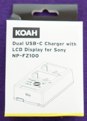 Koah Dual USB C Charger with LCD Display for Sony NP FZ100 Battery