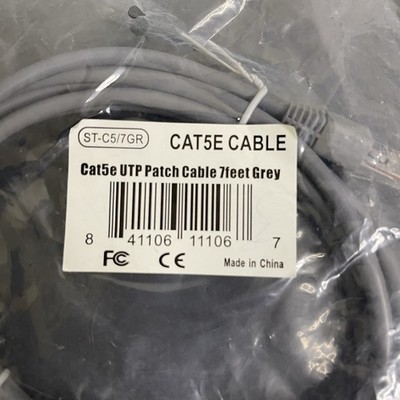 Cat5e UTP Patch Cable 7ft Grey Ethernet Network LAN Cable New Sealed