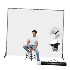 Movable Backdrop Stand With Screen and Wheels - Photography 7x6.5ft White
