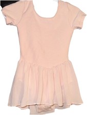 Bloch Girls' Tiffany Short Sleeve Leotard with Skirt Light Pink Size 4-6 US