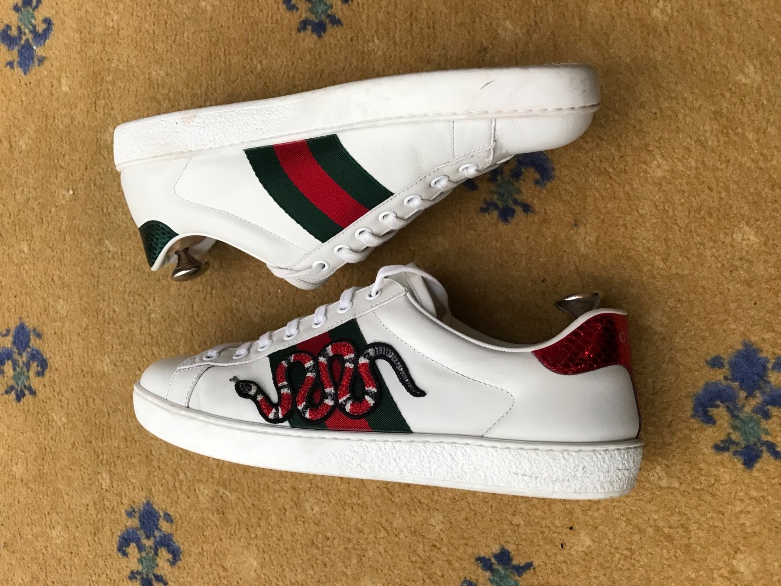Gucci Ace Trainers Sneaker Shoes Snake Leather Web Green Red Mens UK 7 US 81 41 thumbnail 12