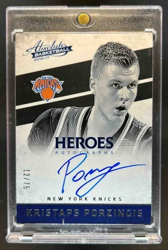 2016-17 Absolute Kristaps Porzingis Heroes Auto #12/75 Knicks
