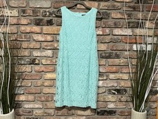 Ralph Lauren Blue Green Embroidered Lace Sleeveless Sheath Dress Size 10