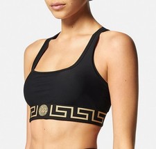 Versace Women's Black Stretch La Greeca Sport Bra US S IT 40