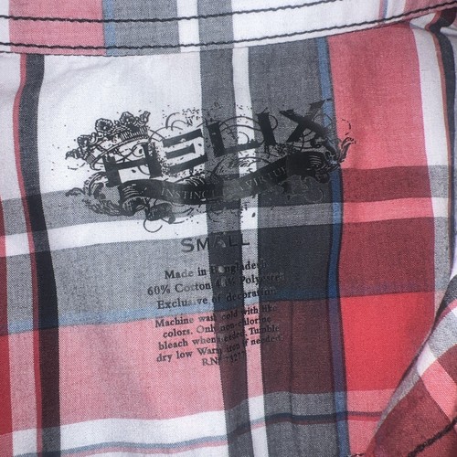 Helix Button Up Shirt Boys Small Plaid Short Sleeve Western Cowboys Two Pockets - Picture 7 of 7