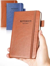 AISBUGUR Pocket Notebook Small 3.5x5.5x1.4inch, 2pack set-1Brown 1Blue 