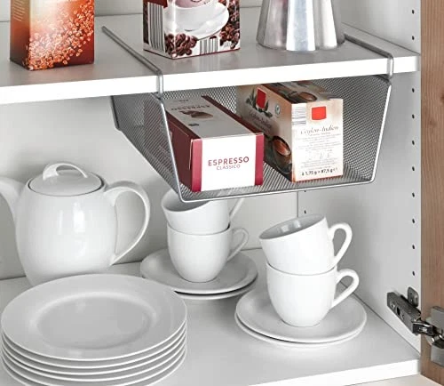 (TG. 27.5 x 15 x 28 cm) WENKO Cesto salvaspazio aggancio ripiano - NUOVO - Immagine 2 di 4