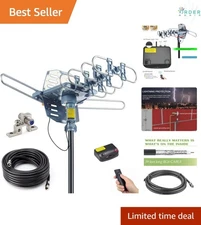 Outdoor Digital HDTV Antenna 150 Mile Range 360 Rotation Dual TV Support