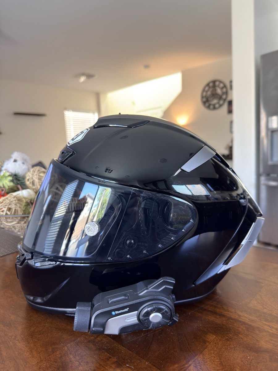Shoei X14 Gloss Black Racing Motorcycle Helmet Size S w/Sena 10C