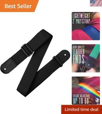 Leathers 2" Polypropylene Guitar Strap with Genuine Leather Ends and Tri-glid...