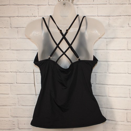 La Blanca Island Goddess Black Strappy-Back Underwire Tankini Top Size 6 $91 NWT - Picture 10 of 10