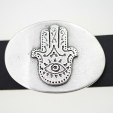 Hand of Fatima Belt Buckle Hamsa Buckle Evil Eye Protection Amulet Silver