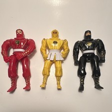 Vintage 1995 Power Rangers Ninja Action Figures Lot of 3 Red Black Yellow Bandai