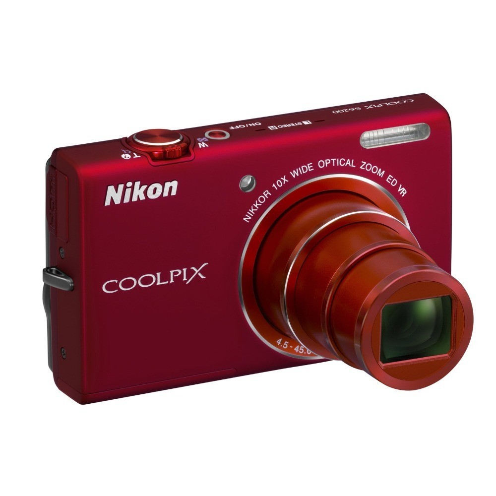 Nikon COOLPIX S6200 CCD Digital Camera 16.0MP 10x Optical Zoom Red