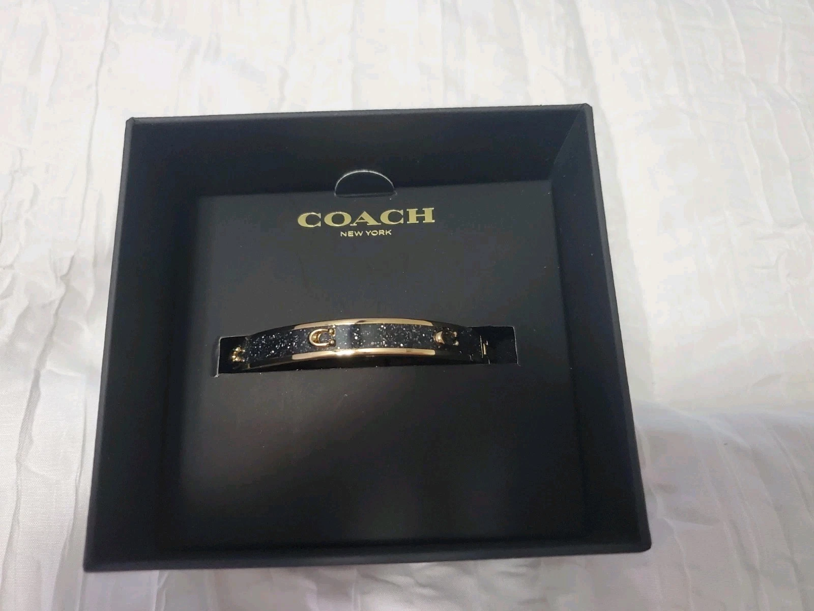 Bracciale Coach Firmato Ingediato Nero e Oro Nuovo In Confezione Regalo