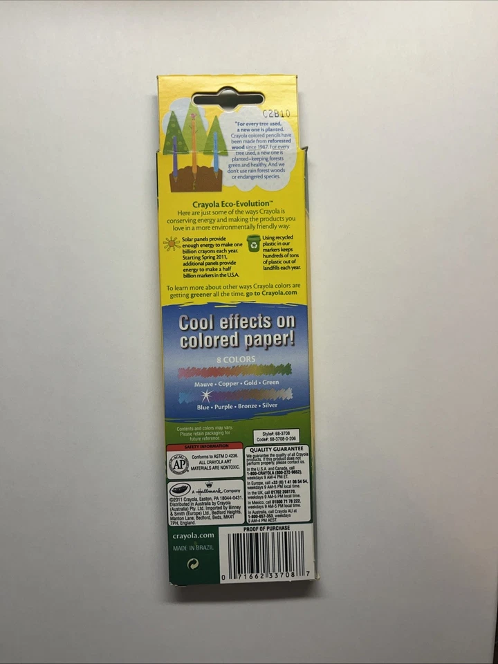 Nuevo en Caja Lápices de Colores Metálicos Crayola Juego de 8 Regreso al Cole Hecho en Brasil Foto 4 de 4