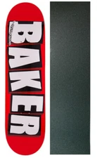 BAKER SKATEBOARD DECK Brand Logo White 8.25' + Jessup Grip BRAND NEW IN SHRINK