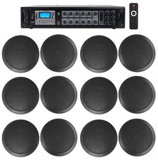 6-Zone Home Audio System 12 Black Ceiling Speakers Bedroom/Living Room/Bathroom