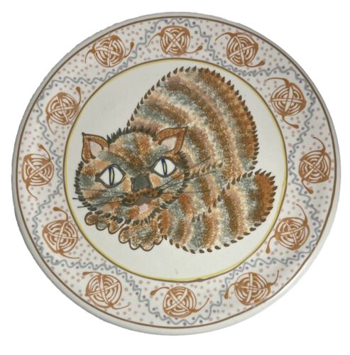 Jeanette Rothwoman Cat Kitten 14” Plate Studio Pottery Ceramic Signed VTG Cali - Picture 1 of 9