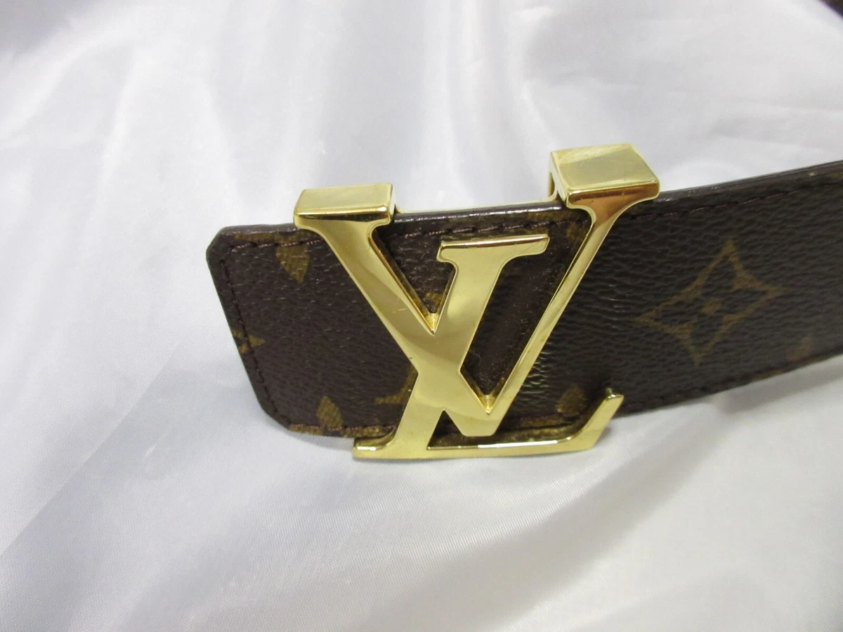 Louis Vuitton Leather Belt Saint Tulle LV Gold Buckle