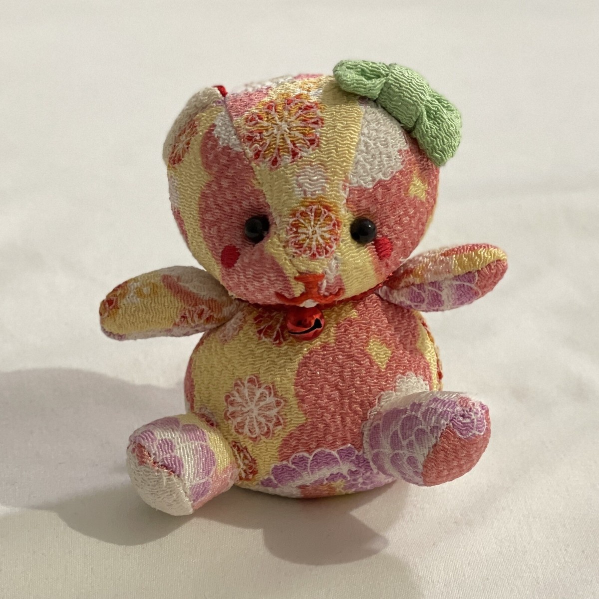 Authentic Japanese Plush Bear Doll - Kimono Crepe Pattern | Kyoto