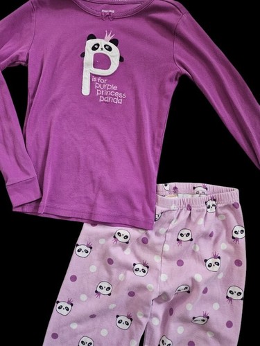 GYMBOREE Purple Princess Panda Long Sleeved Cotton Pajamas Girls Size 10 - Picture 2 of 3