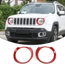 2x Front Headlight Lamp Cover Trim Accessories For Jeep Renegade 2016-2018 Red