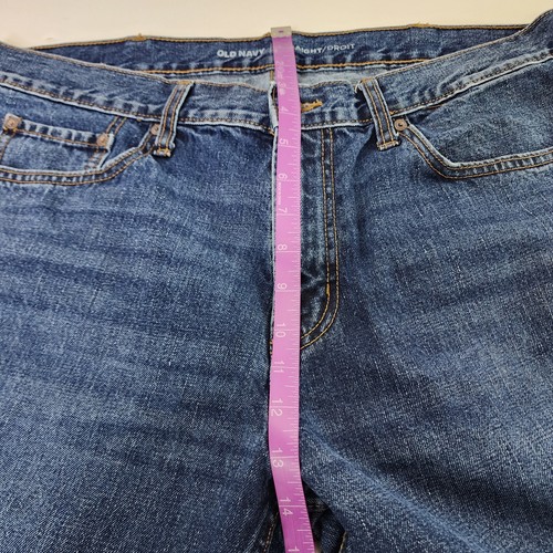 Old Navy Jeans Mens 36X33 Blue Straight Leg Dark Wash Denim Tag 36x34 - Picture 5 of 17