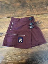 Oilily Girl's Wrap-Around Cargo Skirt, size 104 4yr , burgundy E4