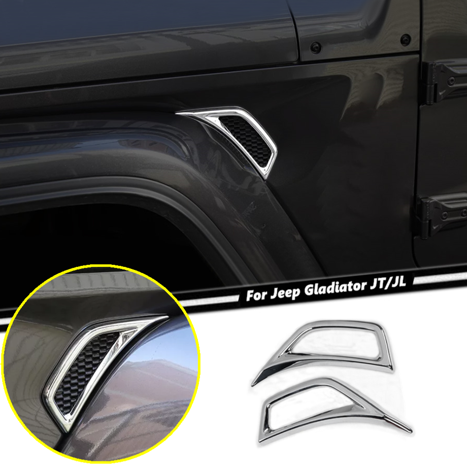 For Jeep Gladiator JT/JL 2018-2025 ABS Chrome Side Fender Air Vent Cover Trim 2P