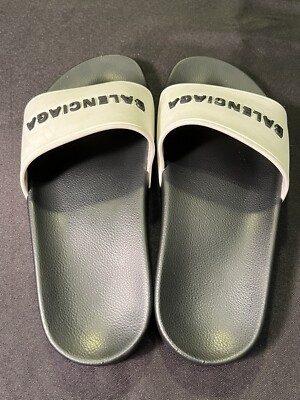 $395 WOMENS BALENCIAGA LOGO POOL SLIDES SANDALS SLIPPERS  display picture 2