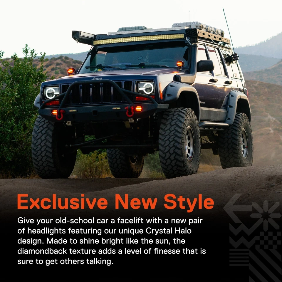 黑色 5x7 7x6 LED 车头灯适用于吉普牧马人 YJ 切诺基 XJ 福特雪佛兰丰田 — 第 2/4 张图片