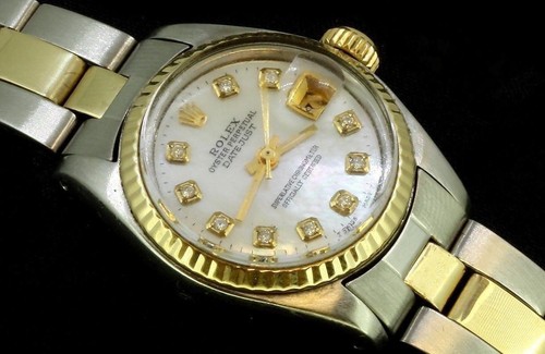 Rolex Ladies Datejust Oyster Stainless Gold Diamond Dial Watch - Picture 2 of 9
