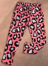 Neu Italy Stretch HOSE Jogger Wildleder Optik Tiermuster LEO  PINK 38 40 42