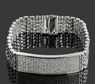 5.00CT Rund Geschliffen Künstlicher Diamant Herren Hund Tag Armband 925 Silber