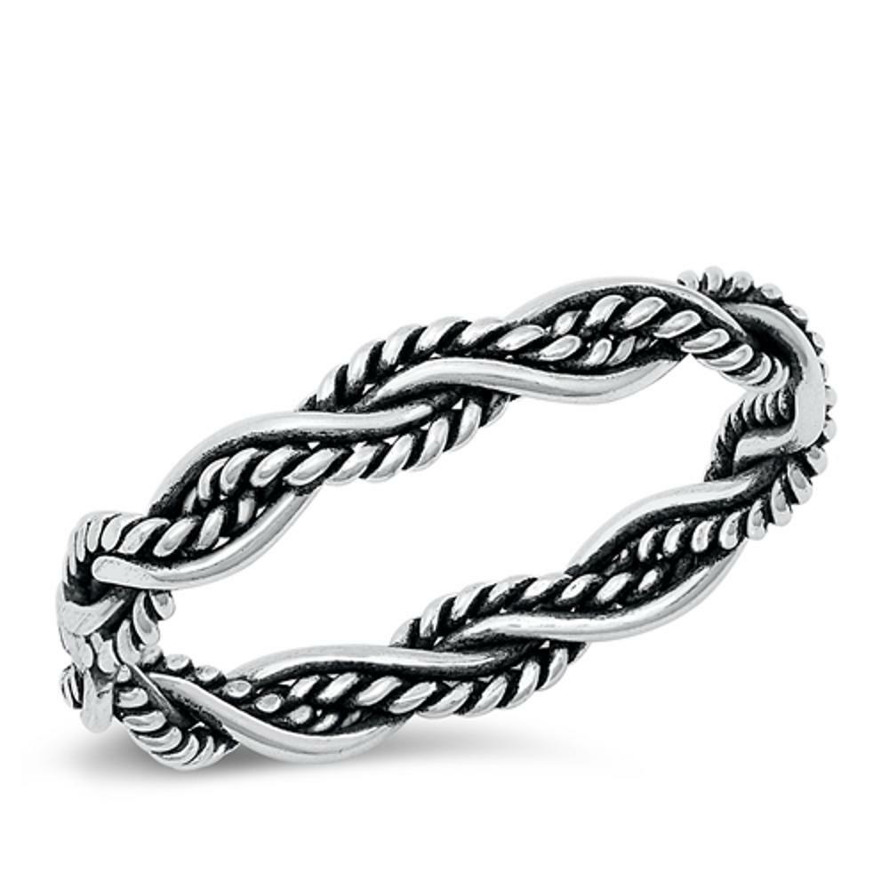 Cute Weave Braided Wedding Promise Ring New .925 Sterling Silver Band Sizes 4-10