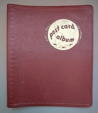 Vintage ELCO Postcard Album Metal Ring Loose Leaf Empty Gold Globe Cover