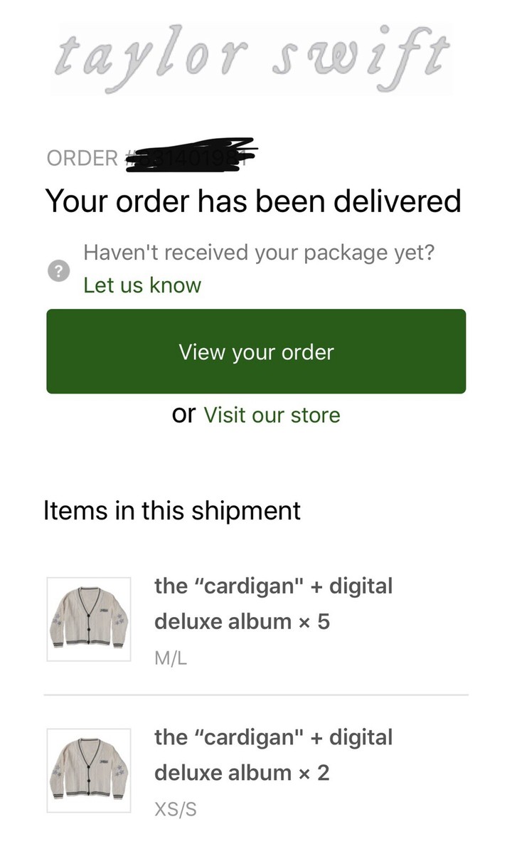 Taylor Swift folklore authentic OFFICIAL The Cardigan - BRAND NEW