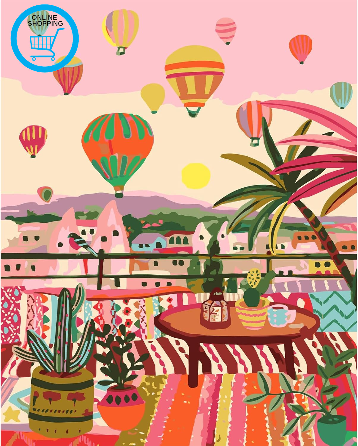 Paint by Numbers Kits for Adults, Hot Air Balloon Balloon Painting by Number Kit