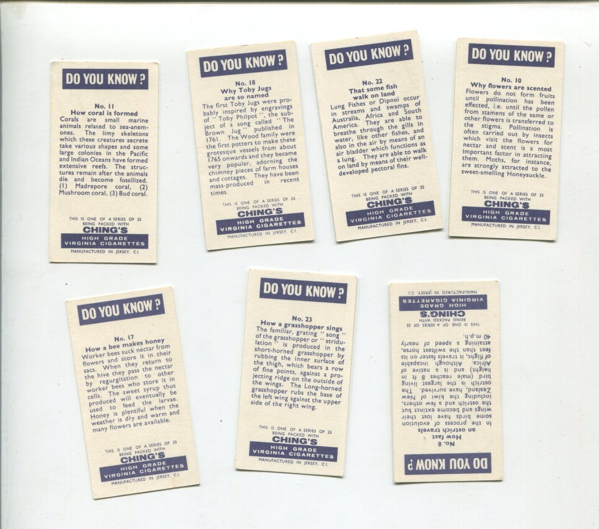 can i buy cigarettes with nectar points 1962 CHING CIGARETTES DO YOU KNOW? 7 DIFFERENT TOBACCO CARD LOT
