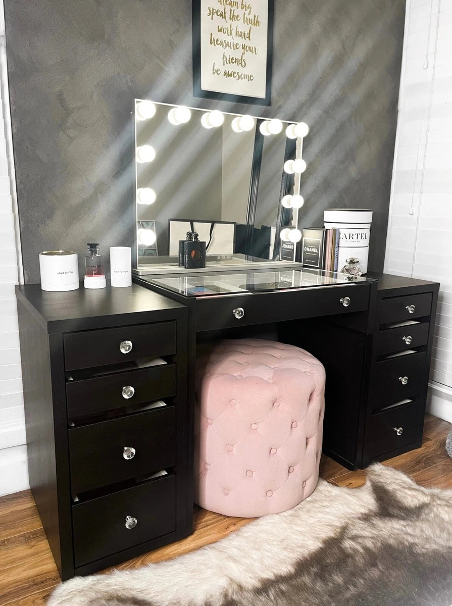 SET USB Makeup vanity table Dimmable LED Hollywood Mirror 2 x