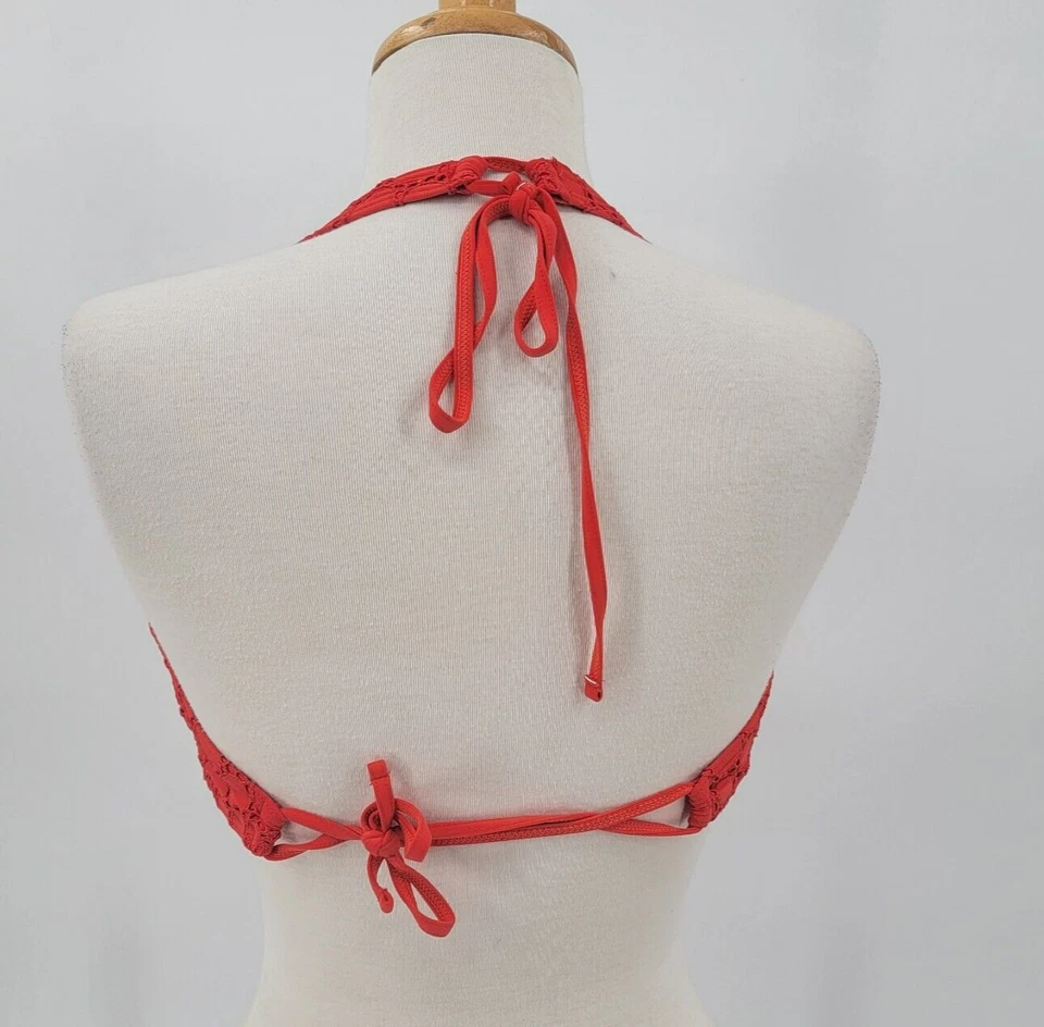 Top de bikini halter copa XL C para mujer Coco Rave traje de baño estampado de ojales Foto 3 de 4