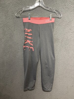 Nike Pro Dri Fit Capri Leggings Womens Small Gray Compression