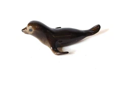 Vintage charming brown glazed ceramic seal figurine