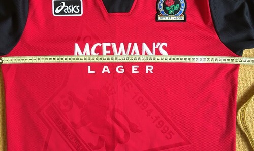 CAMISETA DE FÚTBOL VINTAGE DEL FC BLACKBURN ROVERS 1995 1996 VISITANTE ASICS - Imagen 11 de 12