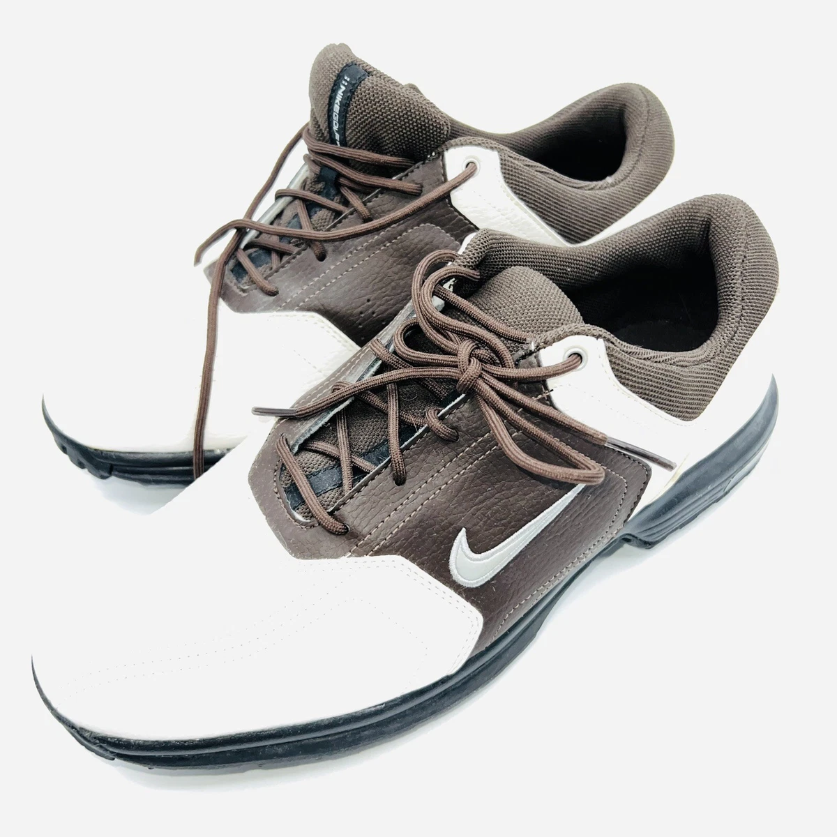 NIKE Men s Golf Cleat s Shoes Men s size 9 white and tan Classic Saddle Shoe