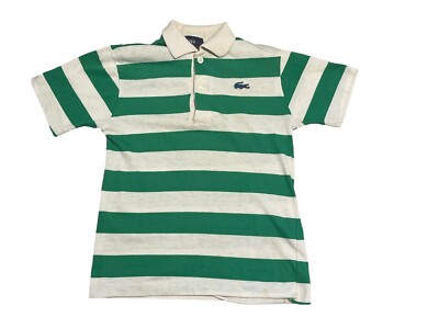 トップス 70S LACOSTE POLO SHIRTS Vtg Izod Lacoste Boys Polo Shirt Short Set 12 Green White